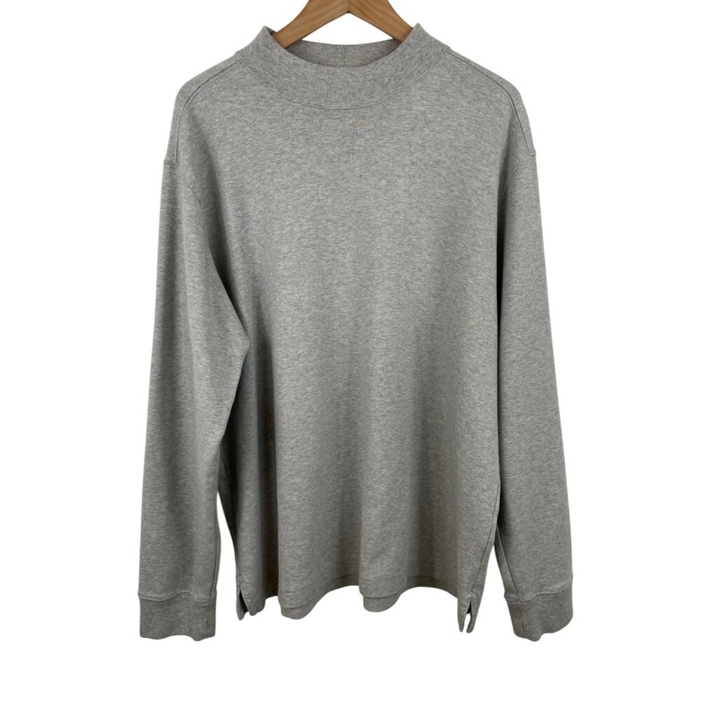 Lands End Mens Size XL Gray Long Sleeve Pullover Sweatshirt Elbow Patches